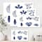 Designart - Abstract Blue Set Of Plant Leaves - Traditional Canvas Wall Art Print
